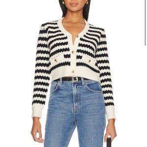 XS line and dot laurel cardigan in ivory & black